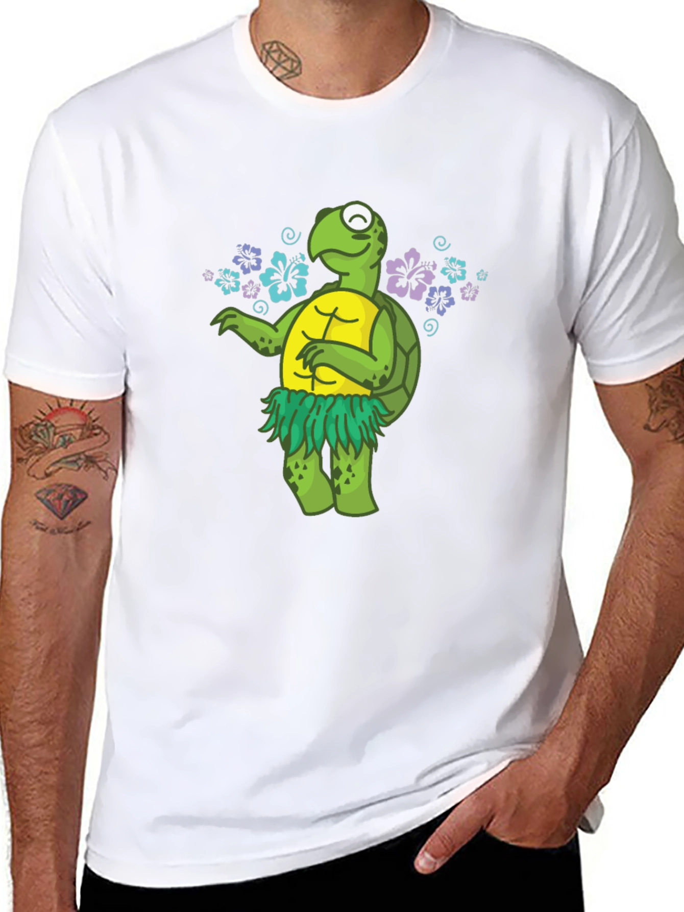 Funny Turtle Hula Dancer Graphic T-Shirt