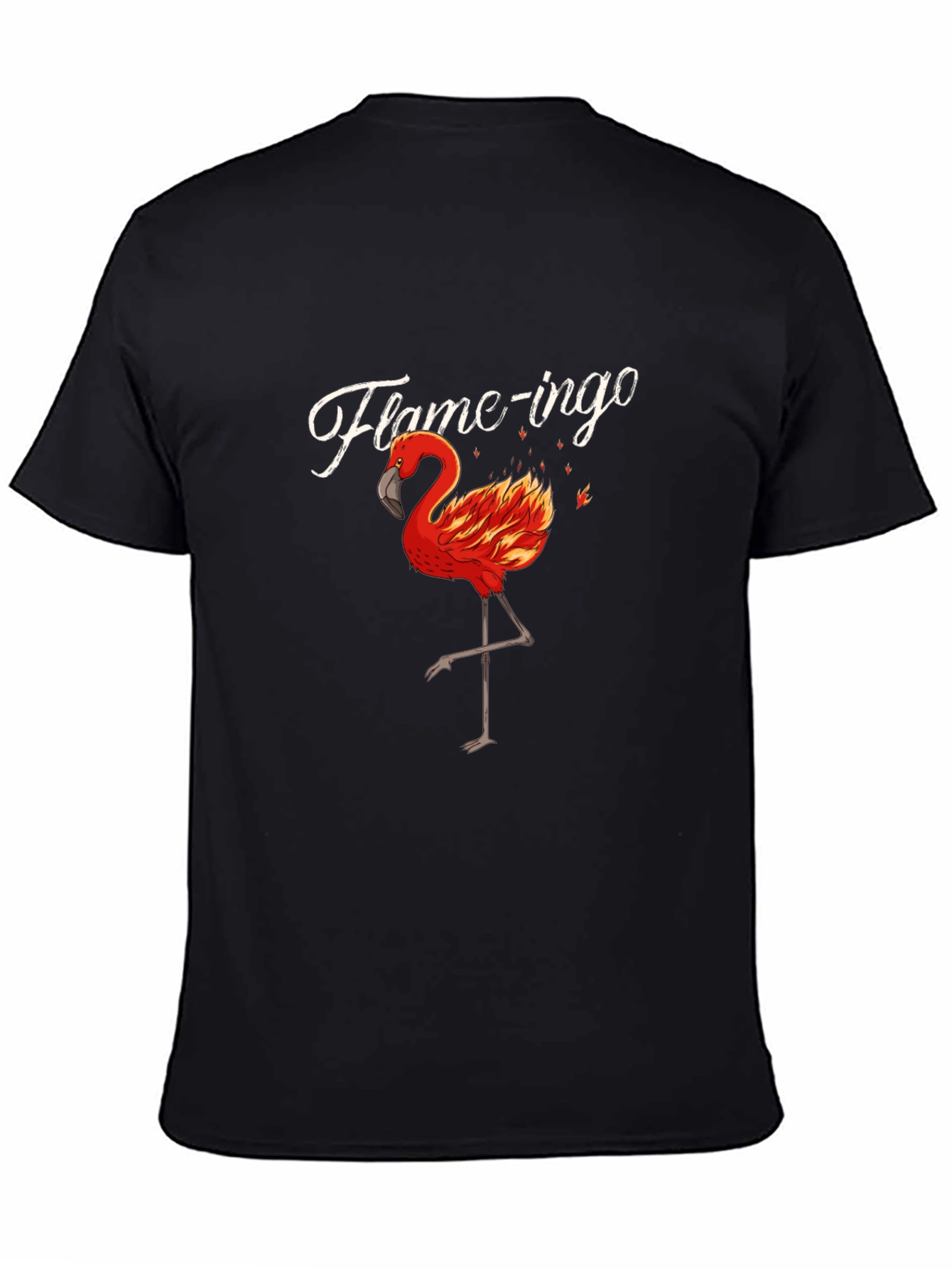 Flame-ingo Black T-Shirt for Men