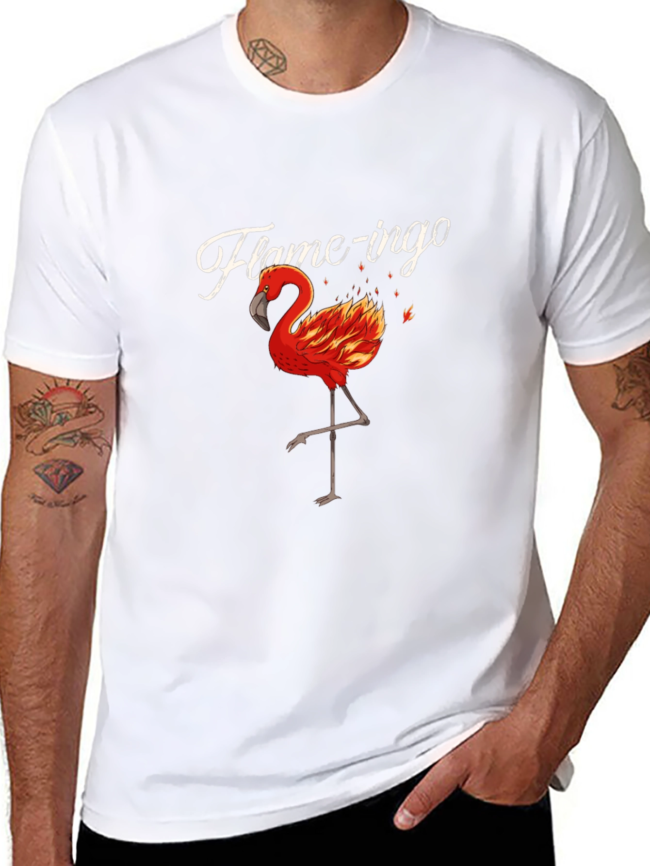 Flame-ingo Black T-Shirt for Men