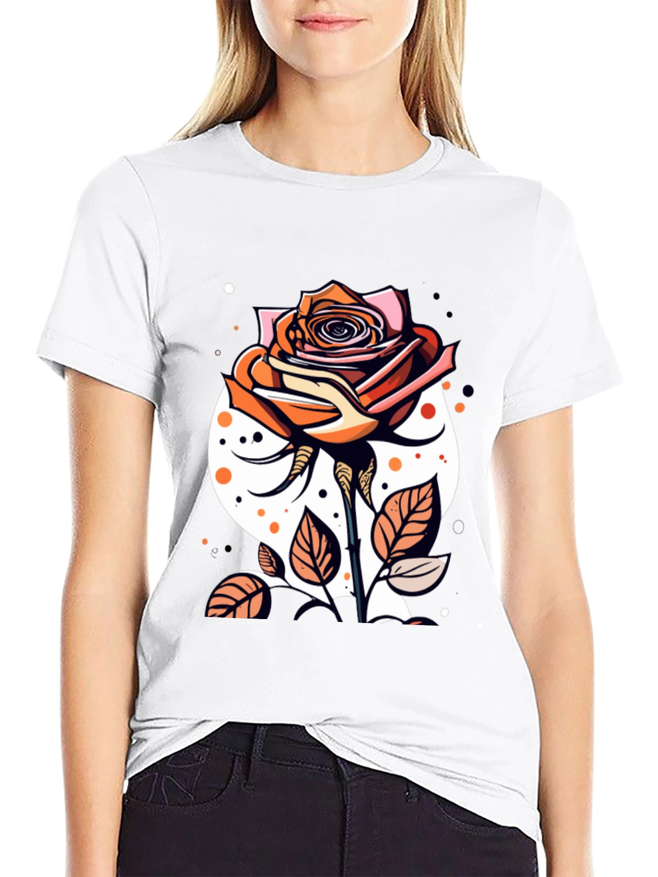 Rose Graphic Tee - Stylish Mens Black T-Shirt