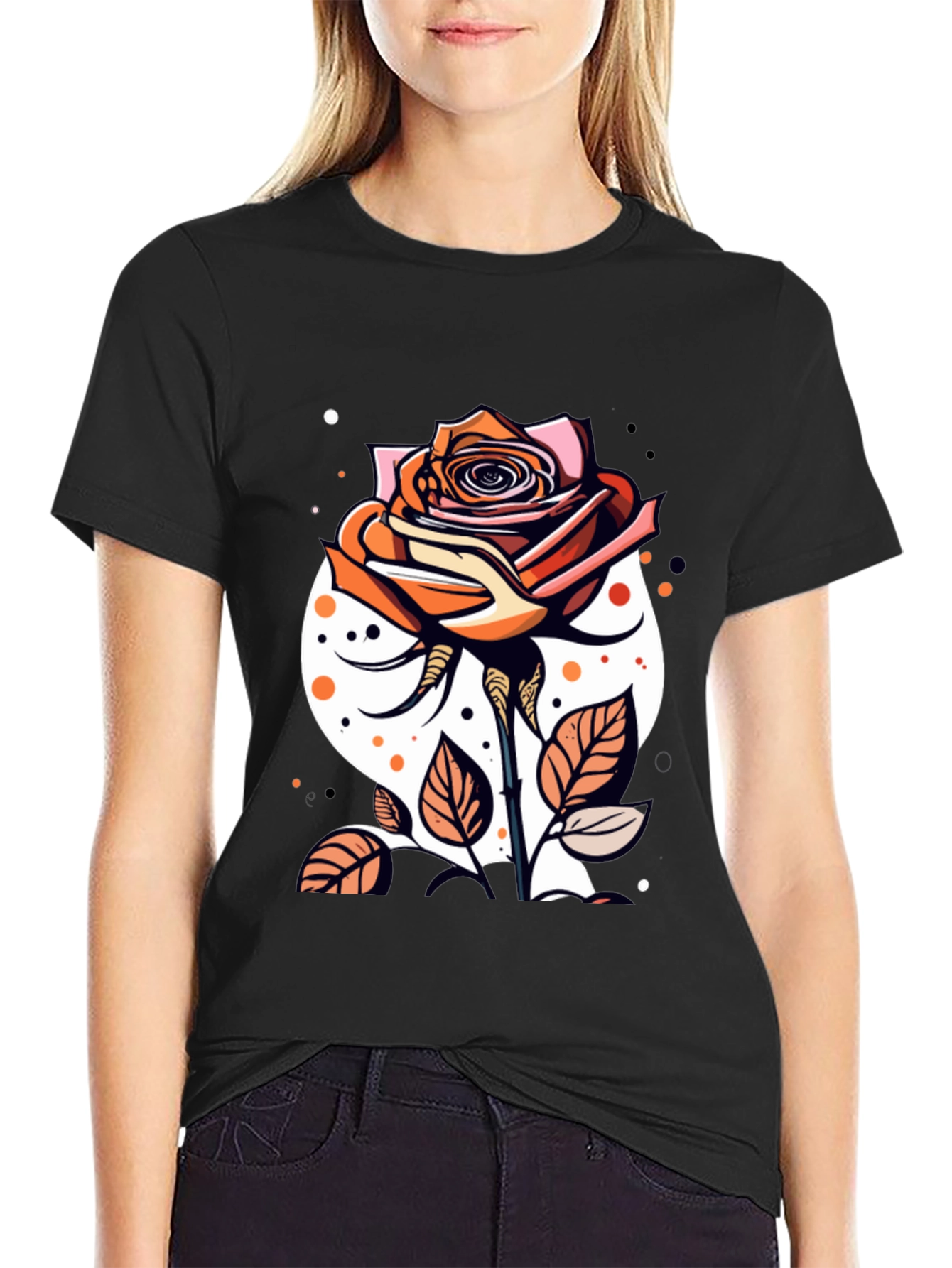Rose Graphic Tee - Stylish Mens Black T-Shirt