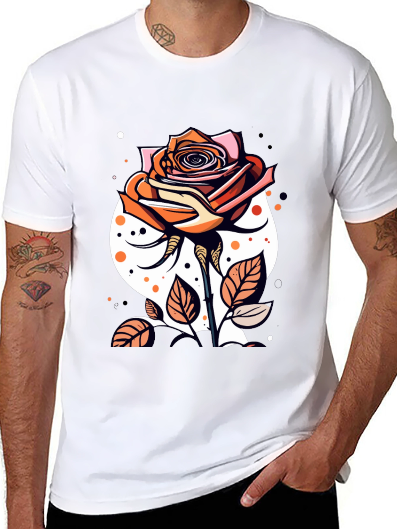 Rose Graphic Tee - Stylish Mens Black T-Shirt