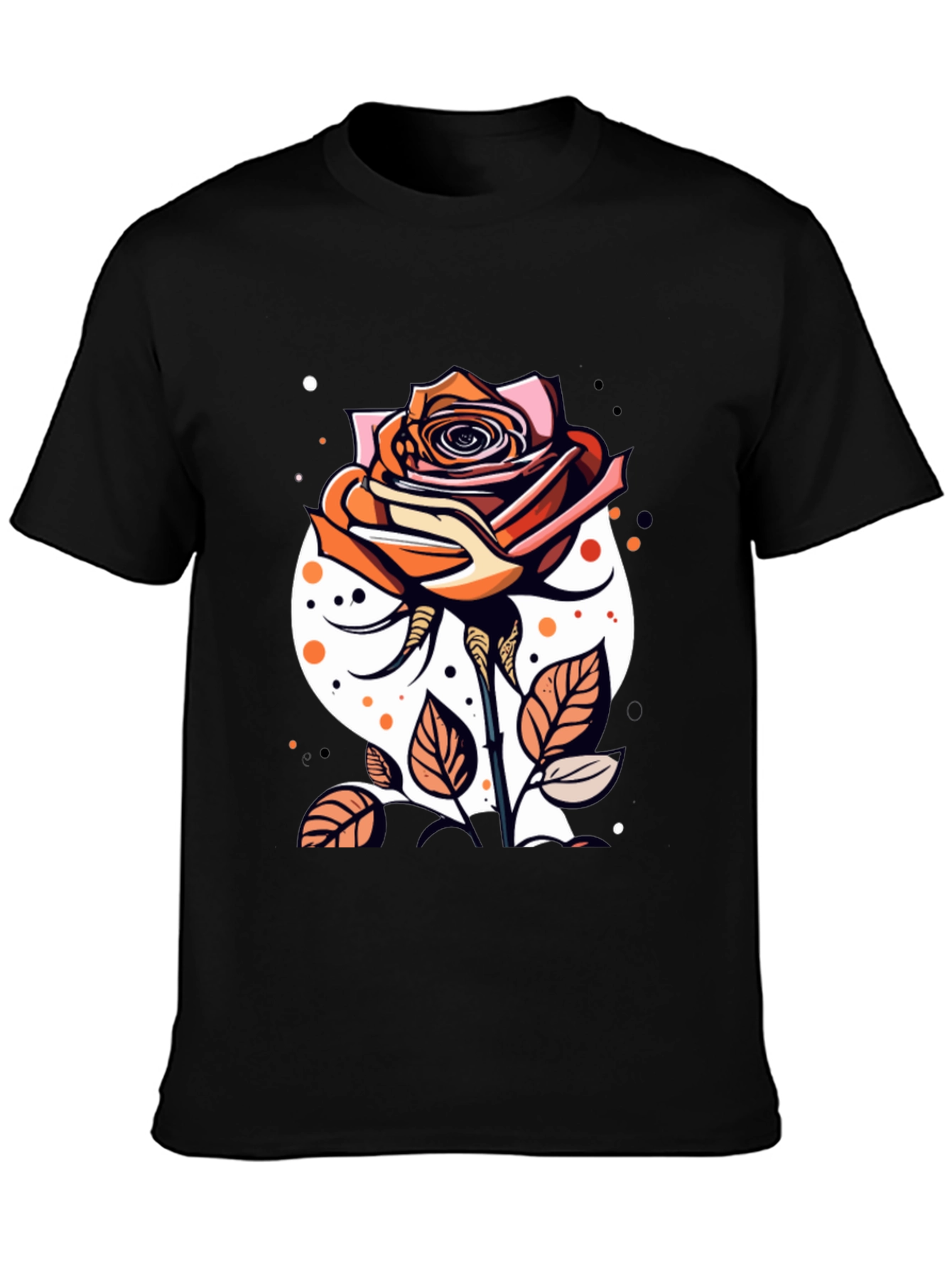 Rose Graphic Tee - Stylish Mens Black T-Shirt