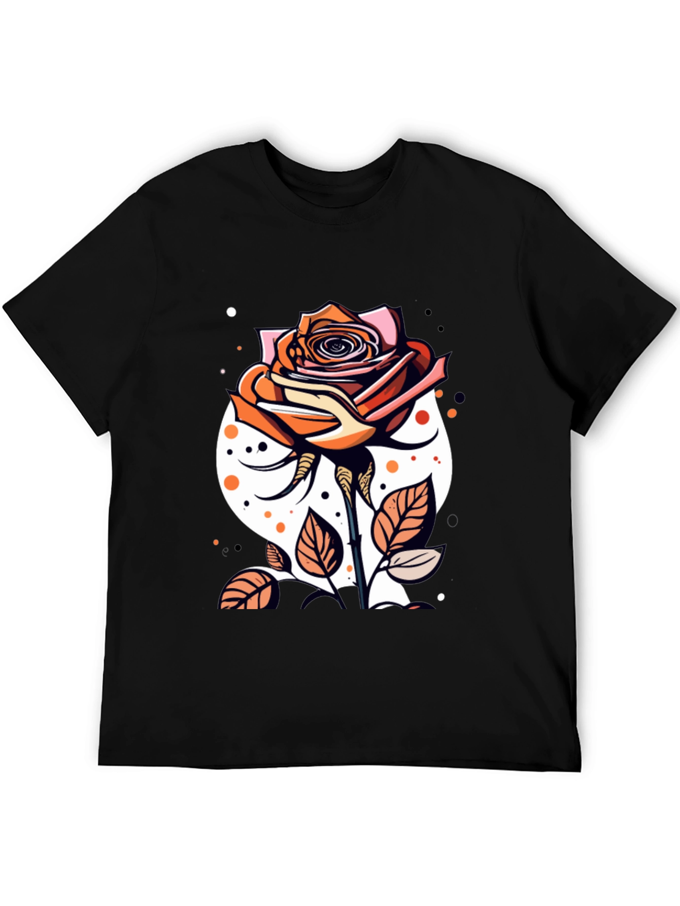 Rose Graphic Tee - Stylish Mens Black T-Shirt