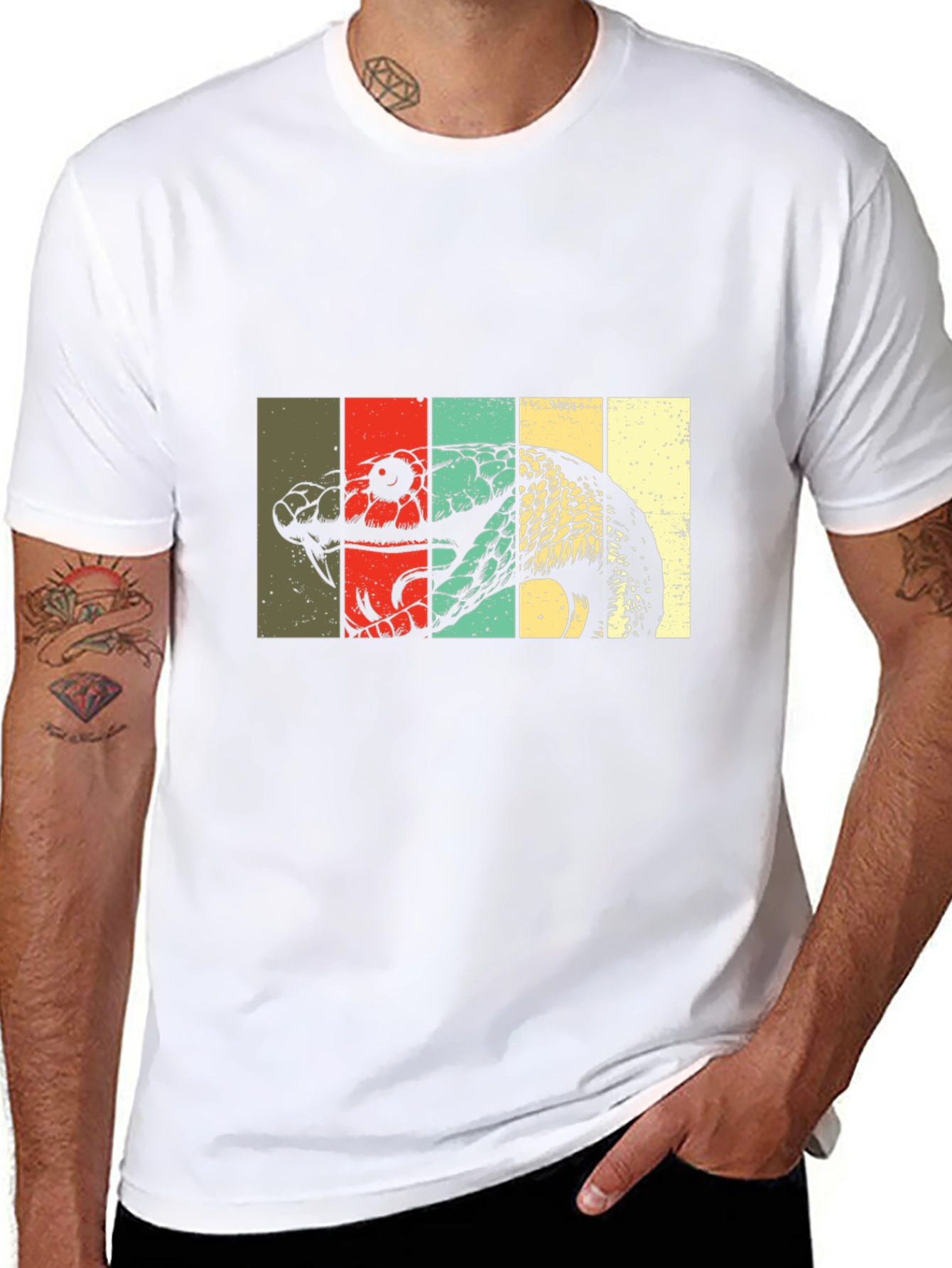 Retro Snake Graphic Tee - Stylish Mens Casual Wear