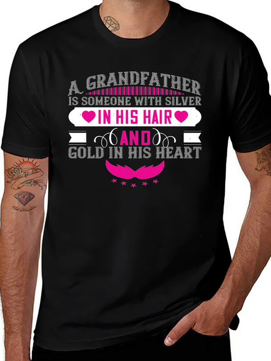 Grandfather Silver Hair Gold Heart T-Shirt