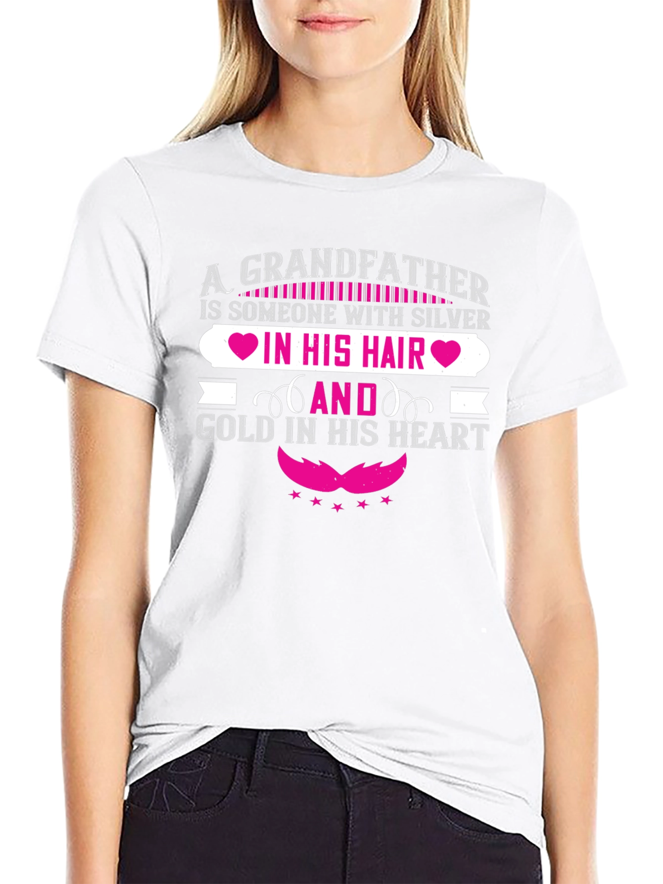 Grandfather Silver Hair Gold Heart T-Shirt