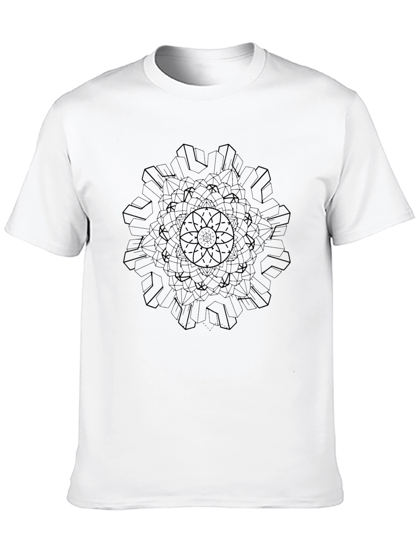 Geometric Mandala Graphic Black T-Shirt