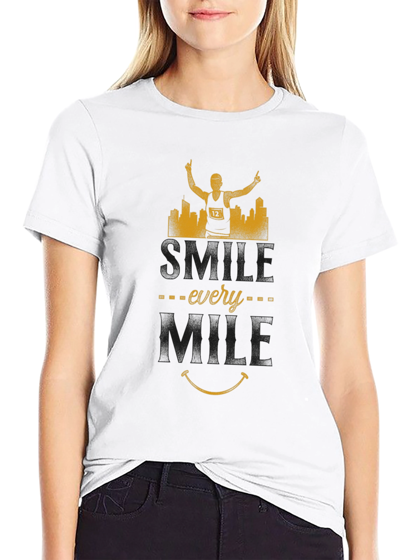 Smile Every Mile Black Graphic Tee