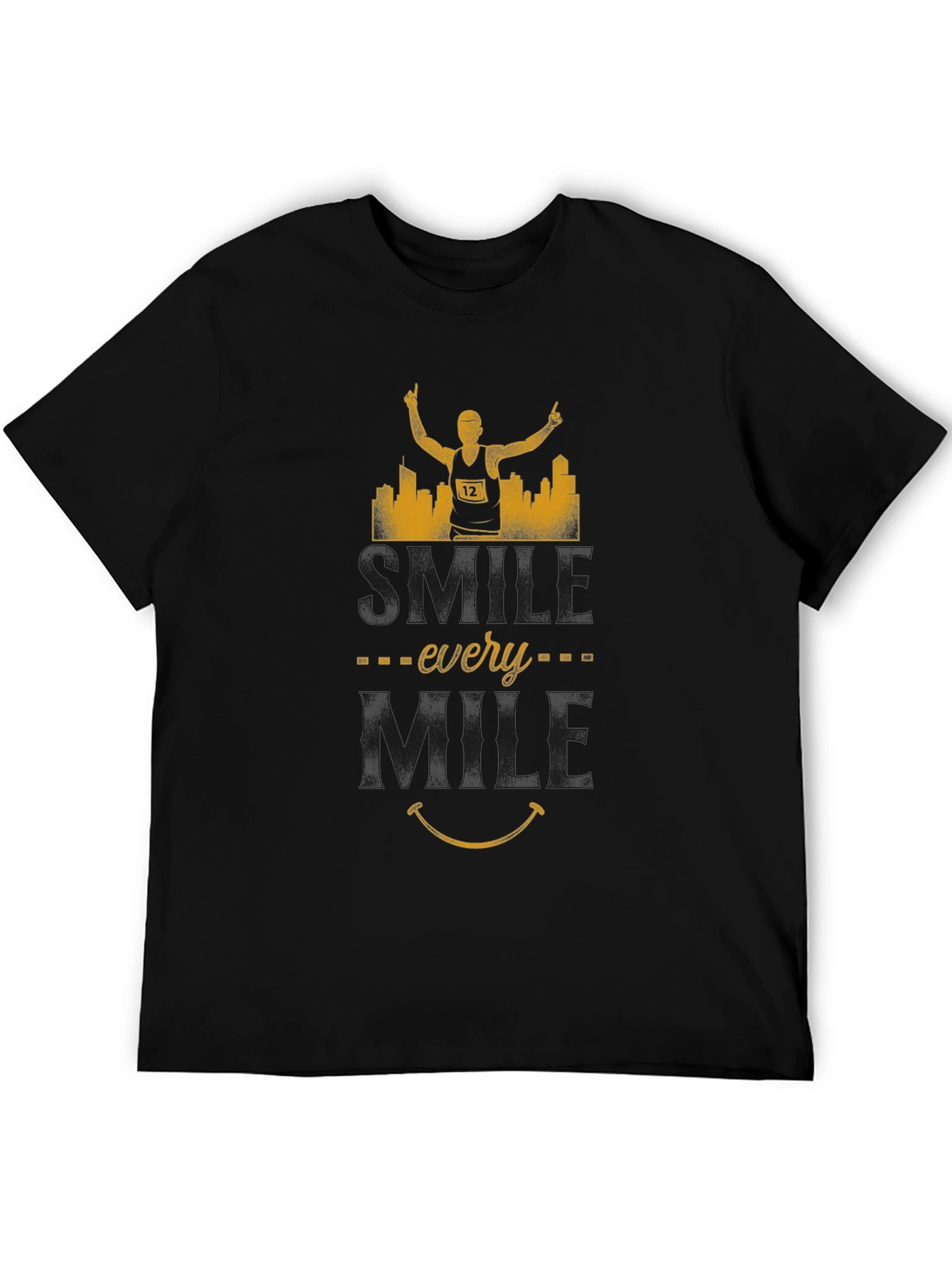 Smile Every Mile Black Graphic Tee