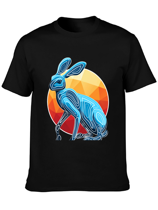 Geometric Rabbit Graphic Tee - Modern Art Shirt