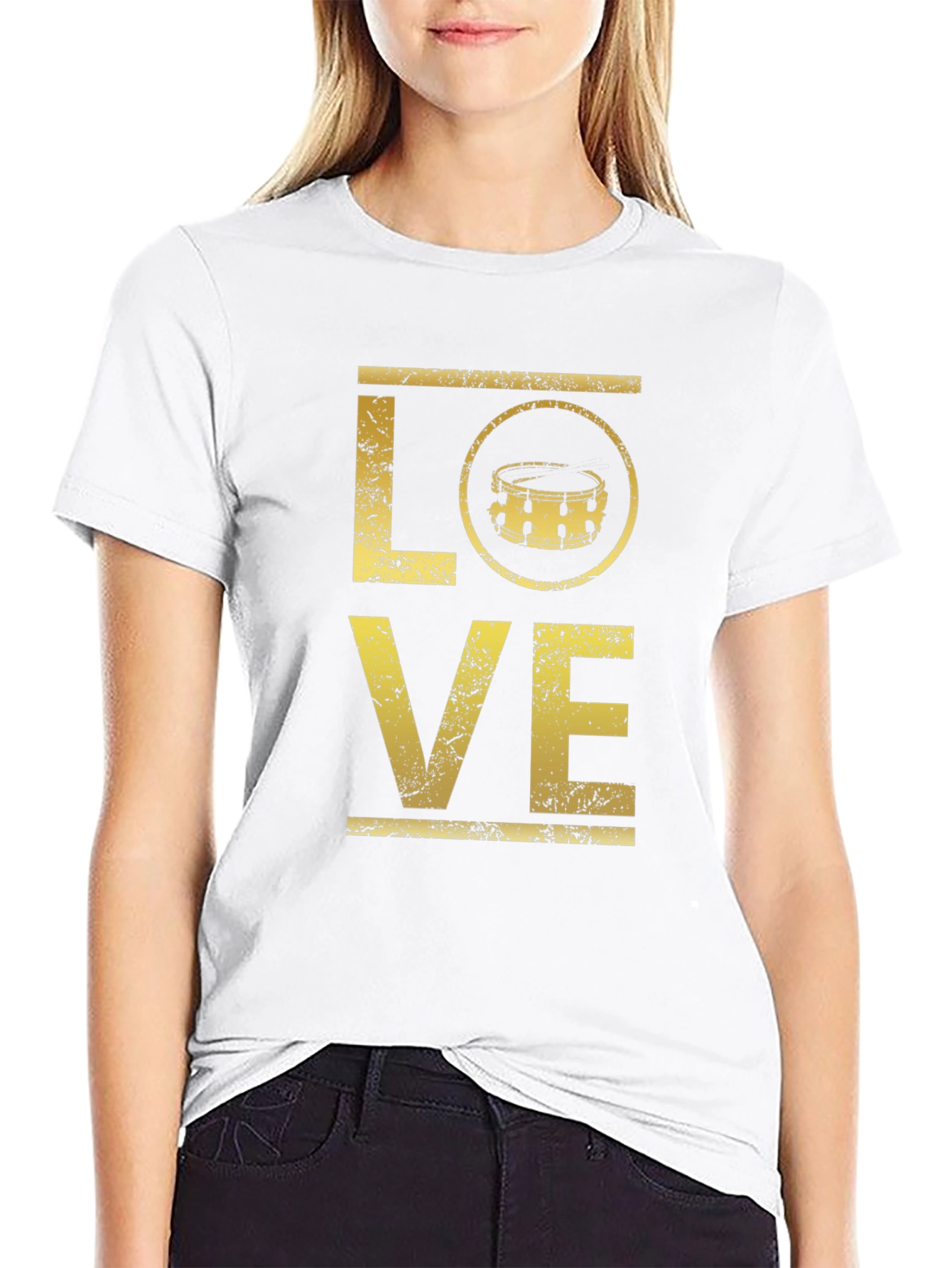 Love Drums Graphic Tee - Black Cotton T-Shirt