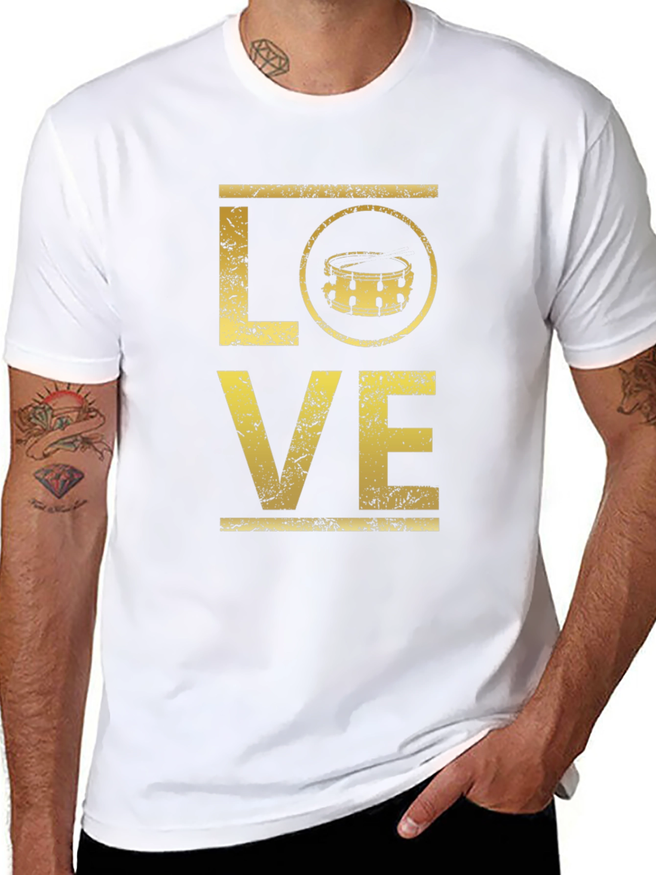 Love Drums Graphic Tee - Black Cotton T-Shirt