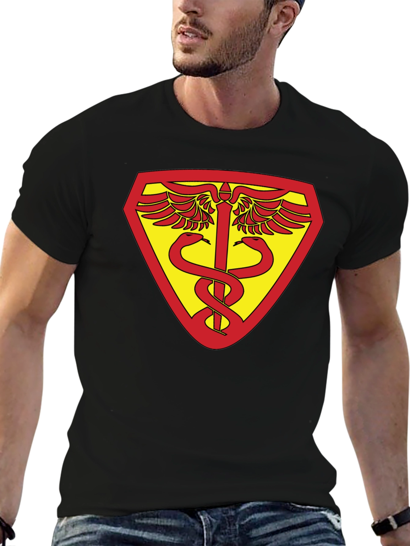 Medical Symbol Shield Graphic Black T-Shirt