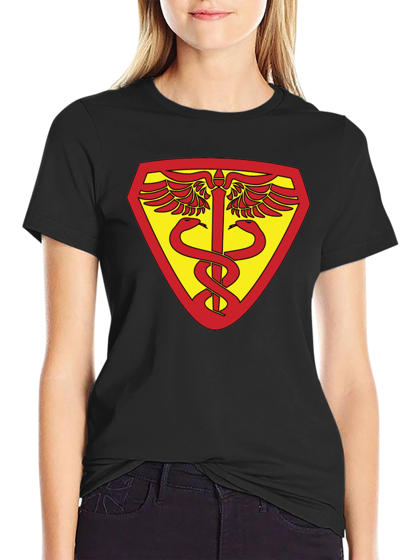 Medical Symbol Shield Graphic Black T-Shirt