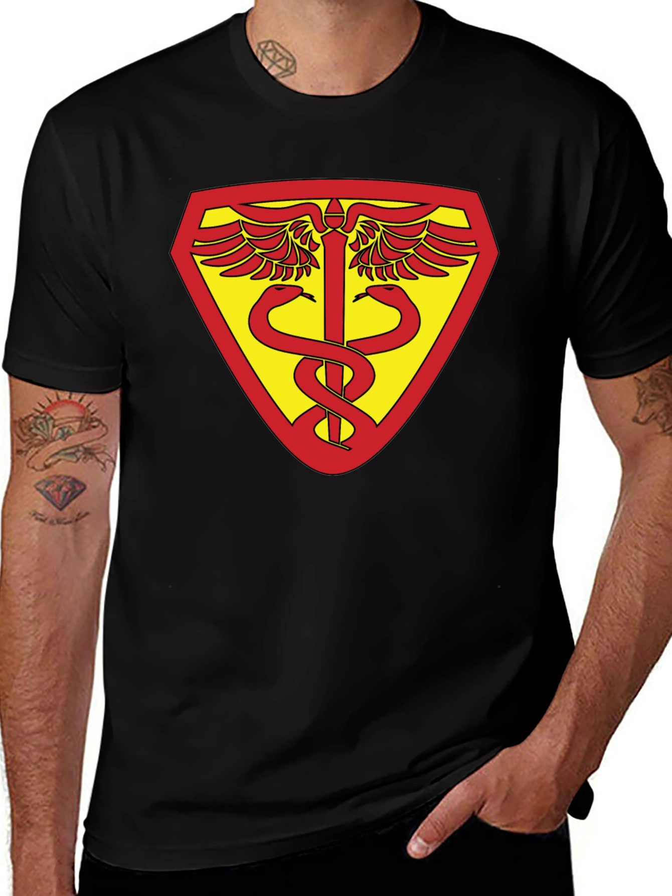 Medical Symbol Shield Graphic Black T-Shirt
