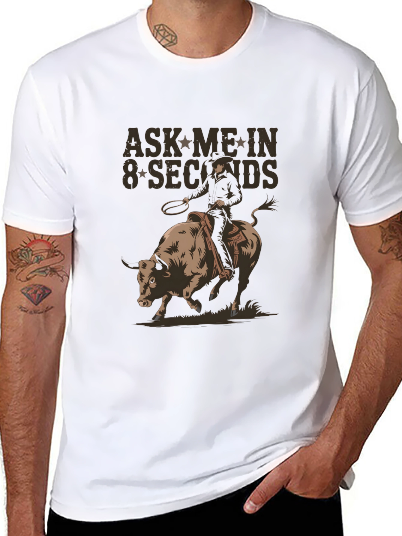 Ask Me In 8 Seconds Rodeo Bull T-Shirt