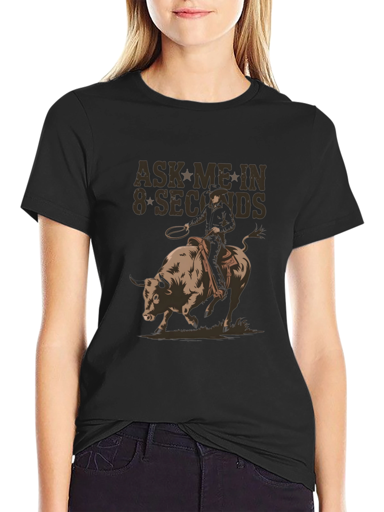 Ask Me In 8 Seconds Rodeo Bull T-Shirt