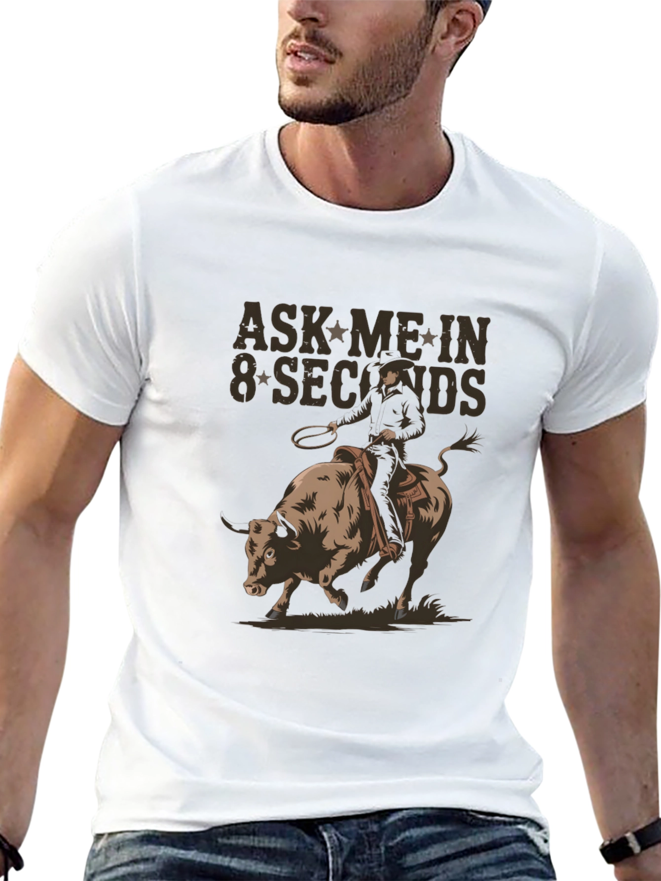 Ask Me In 8 Seconds Rodeo Bull T-Shirt