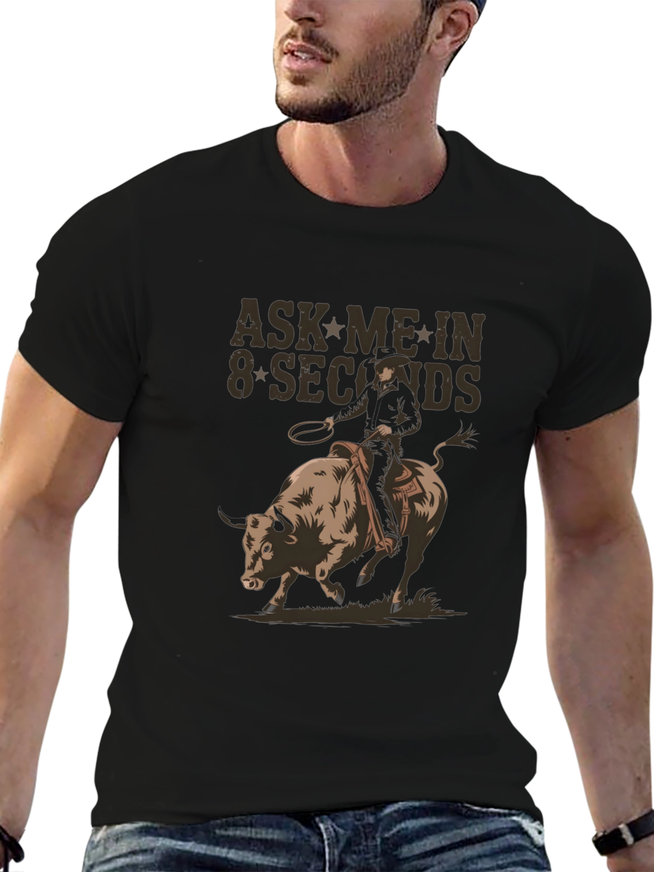 Ask Me In 8 Seconds Rodeo Bull T-Shirt