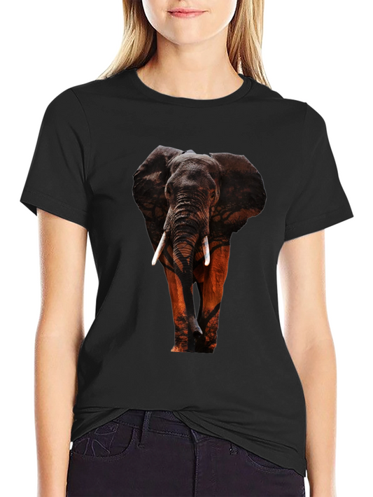 Black Elephant Graphic Tee - Wildlife Design