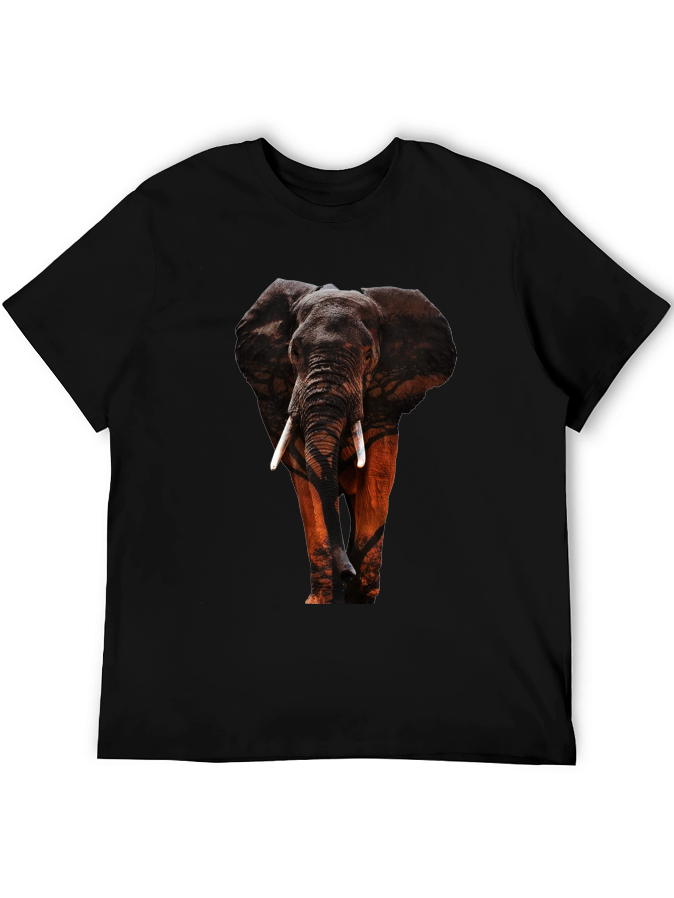 Black Elephant Graphic Tee - Wildlife Design