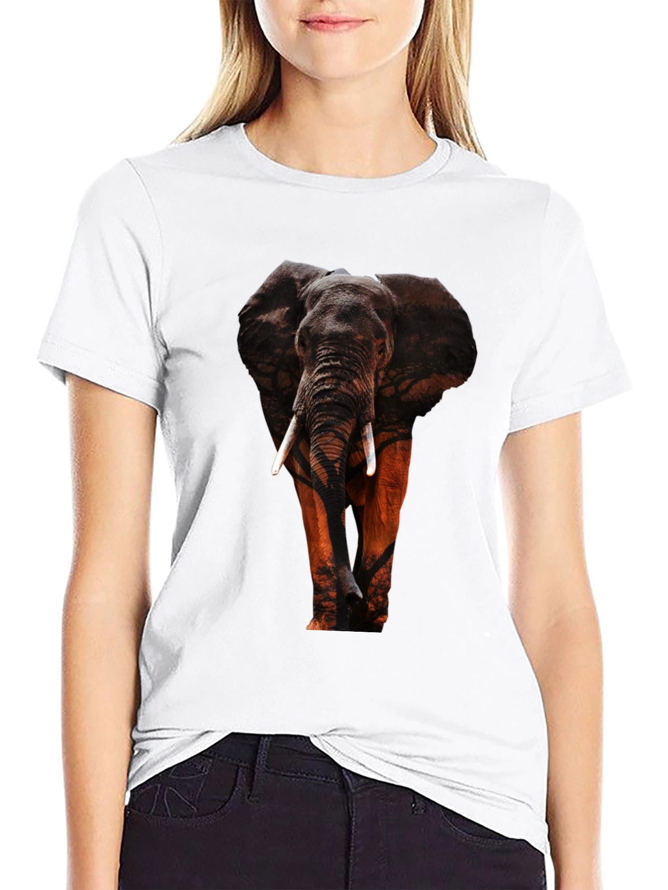 Black Elephant Graphic Tee - Wildlife Design