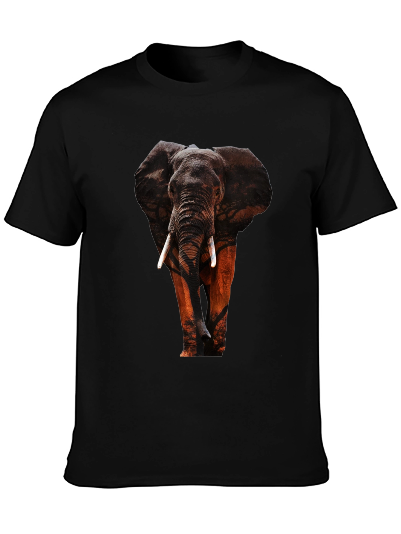Black Elephant Graphic Tee - Wildlife Design