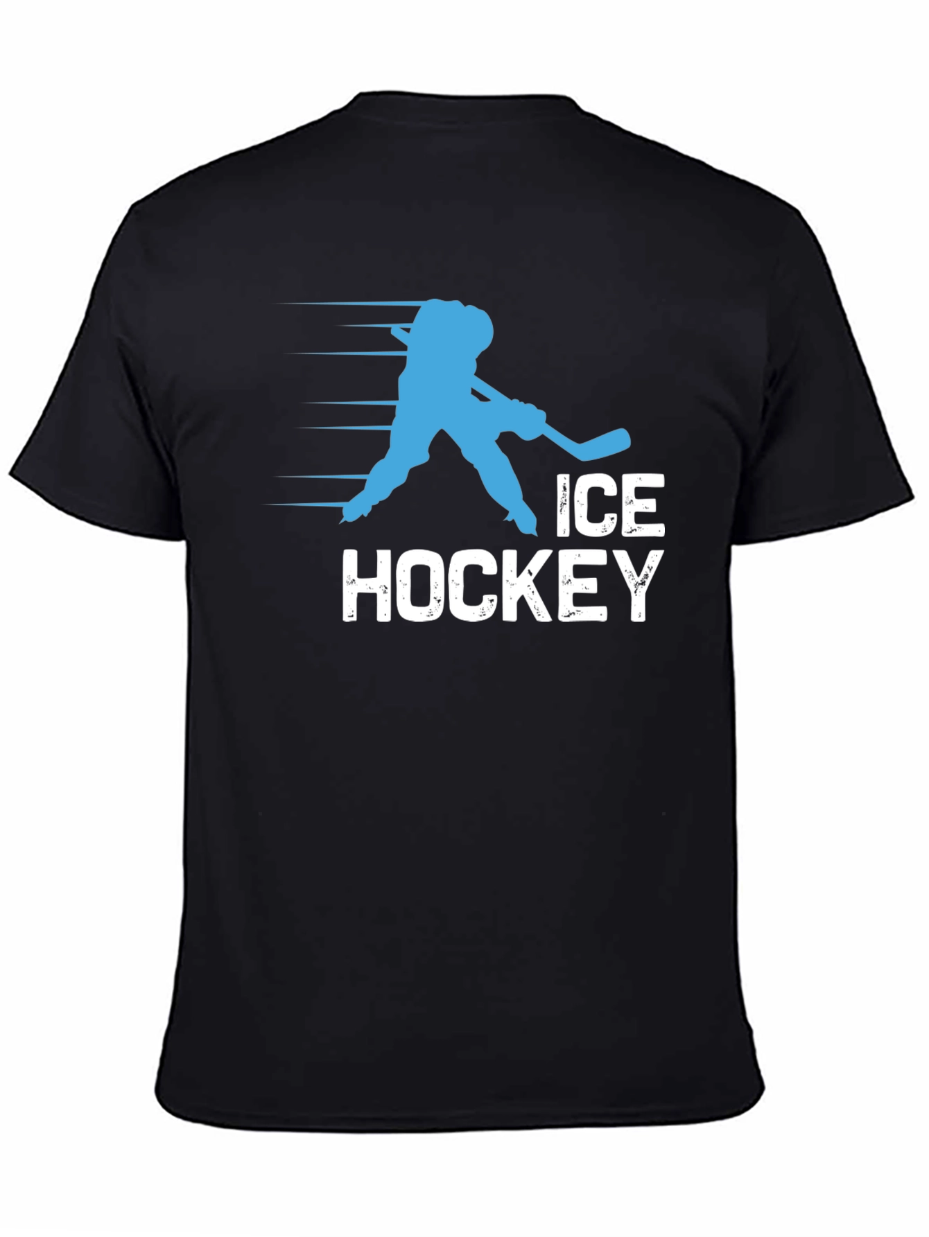 Ice Hockey Graphic Tee - Black Cotton T-Shirt