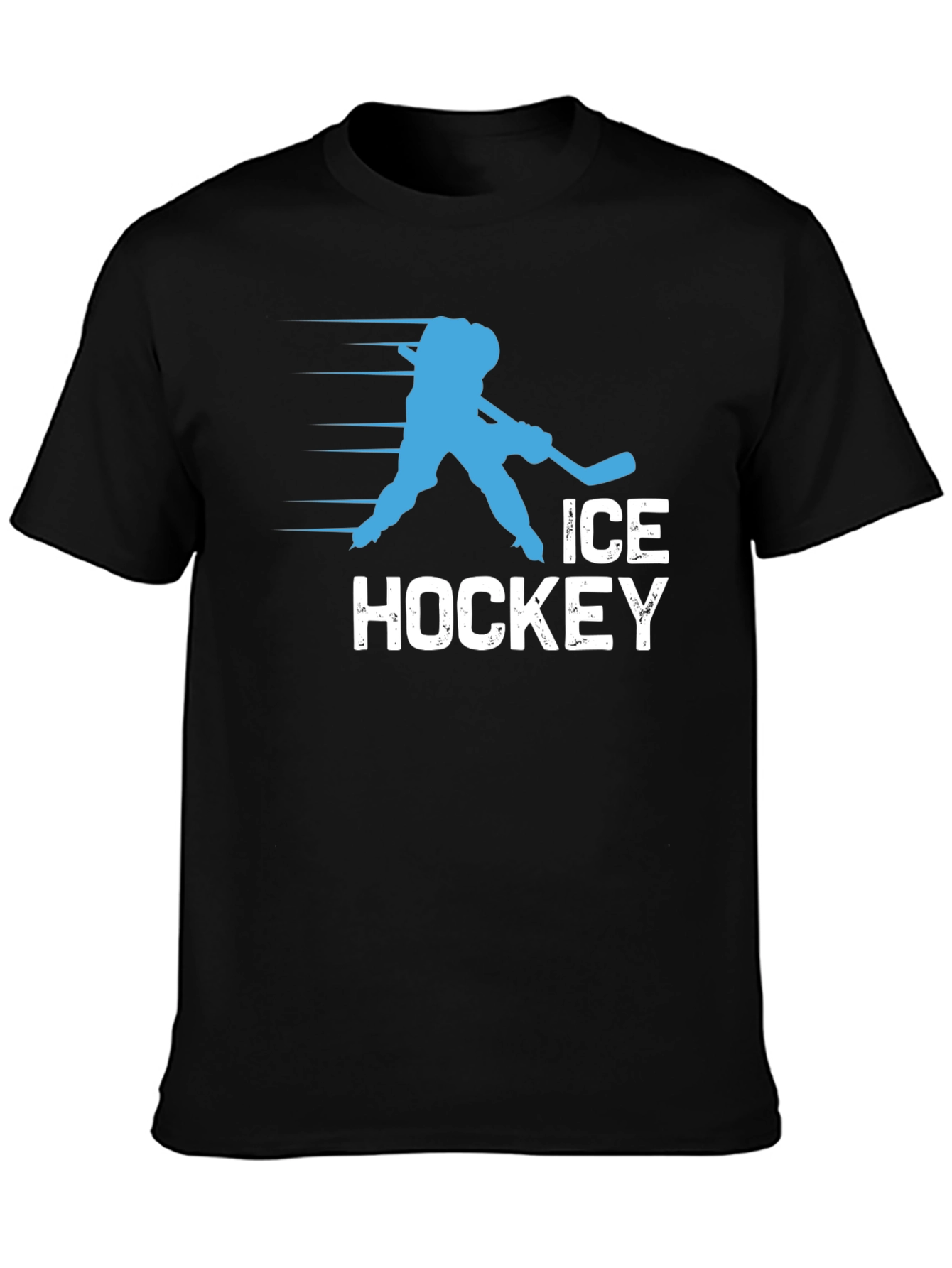 Ice Hockey Graphic Tee - Black Cotton T-Shirt