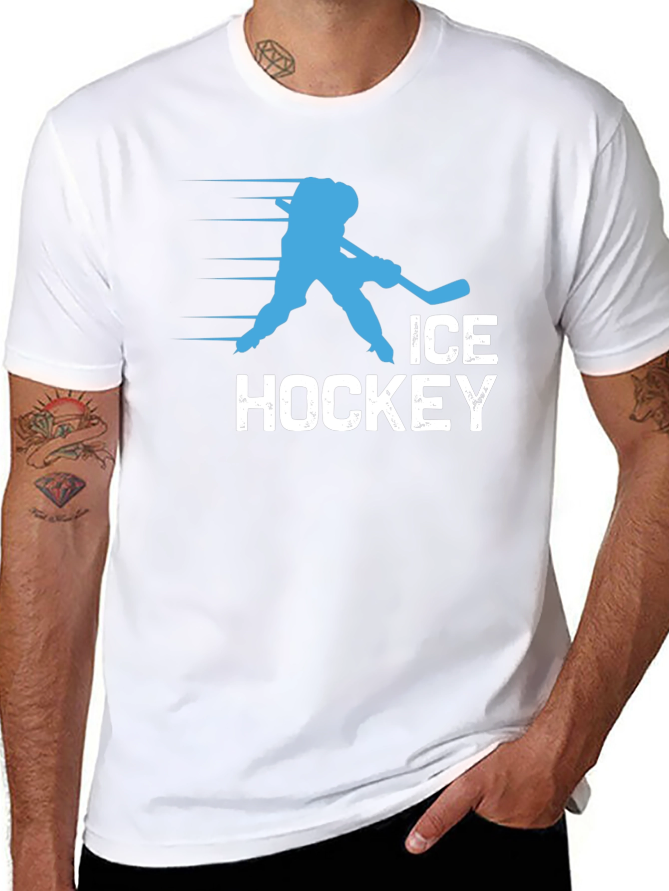 Ice Hockey Graphic Tee - Black Cotton T-Shirt