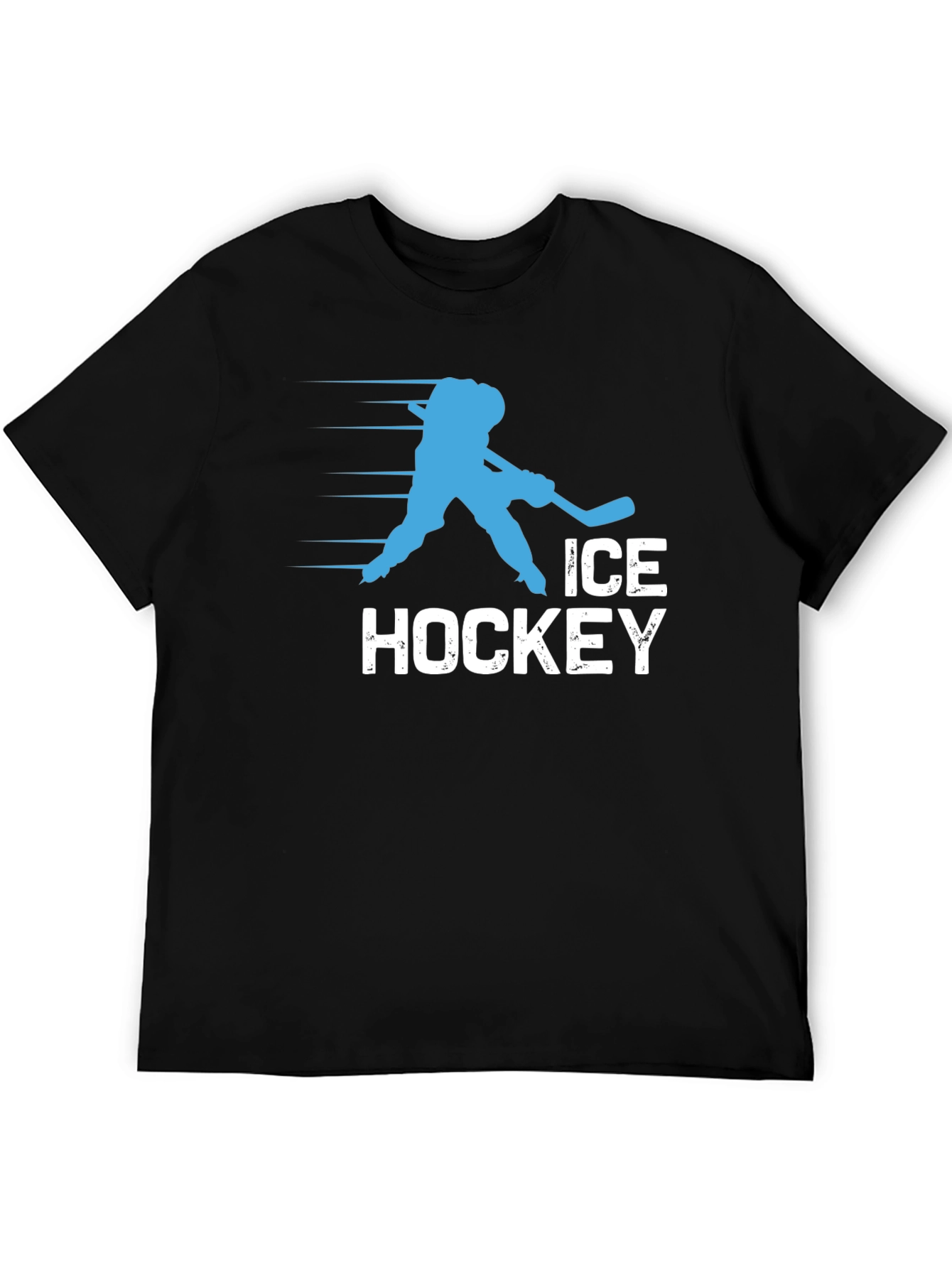 Ice Hockey Graphic Tee - Black Cotton T-Shirt