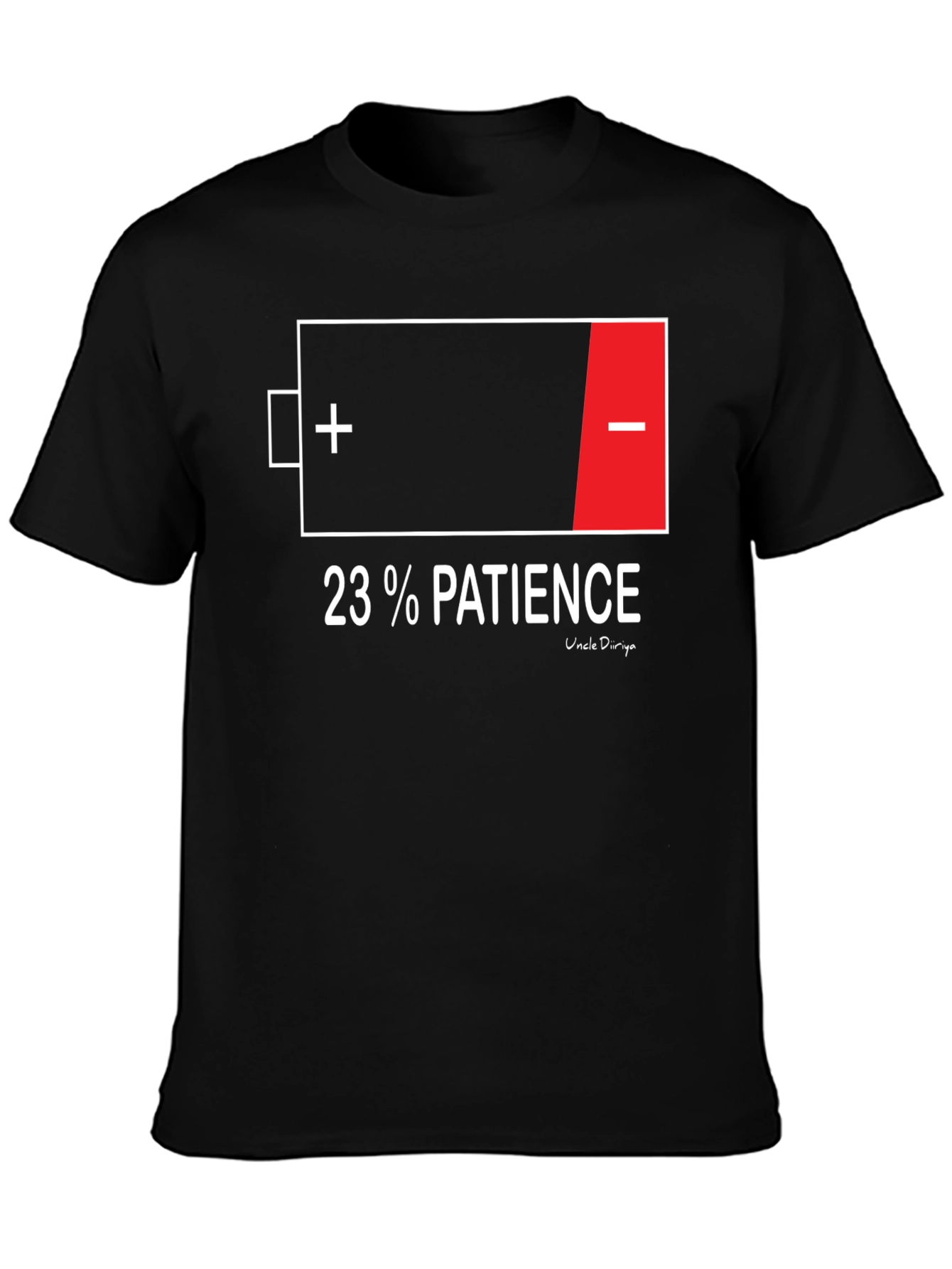 23% Patience Funny Graphic T-Shirt - Black