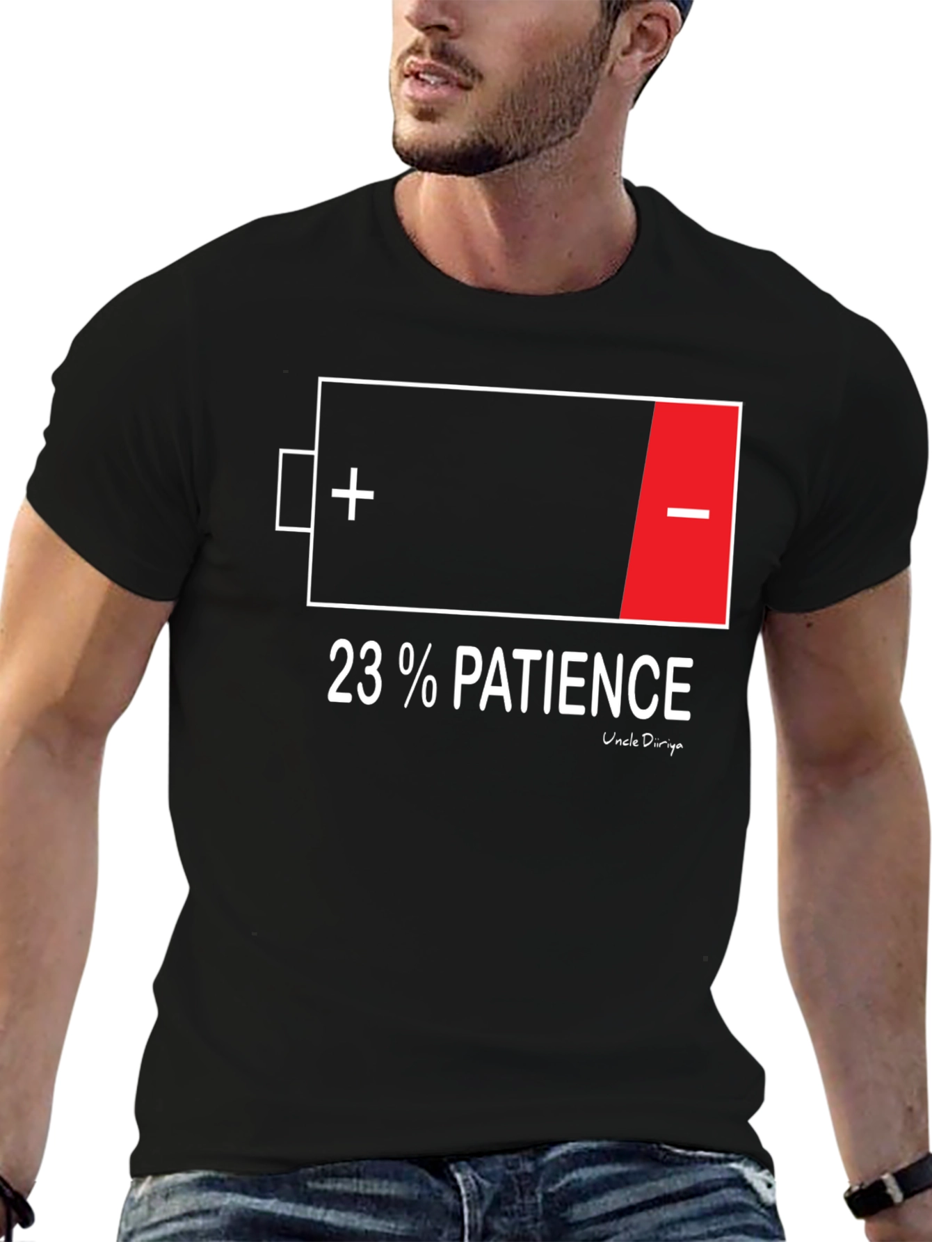 23% Patience Funny Graphic T-Shirt - Black