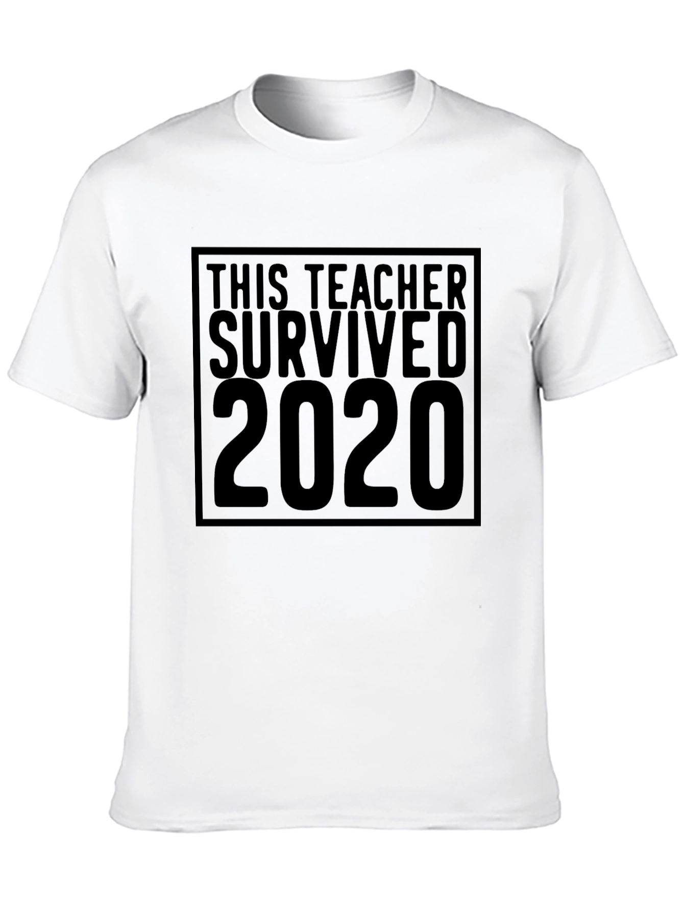 Teacher Survived 2020 Black Graphic T-Shirt