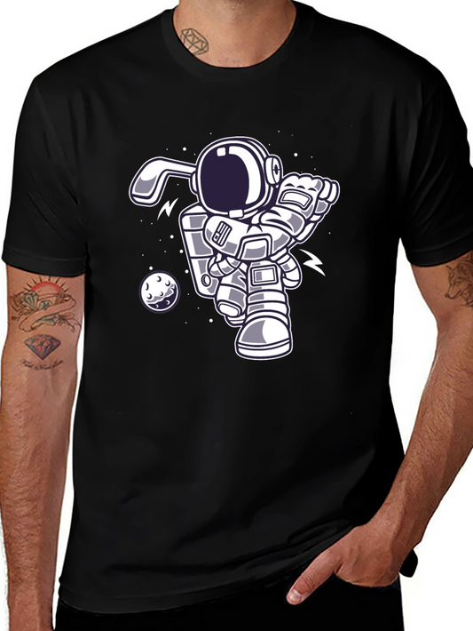 Astronaut Bunny Golfing Black Graphic Tee