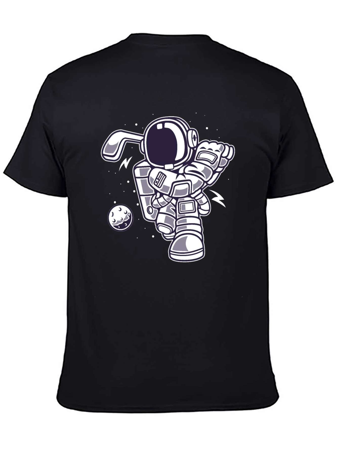 Astronaut Bunny Golfing Black Graphic Tee