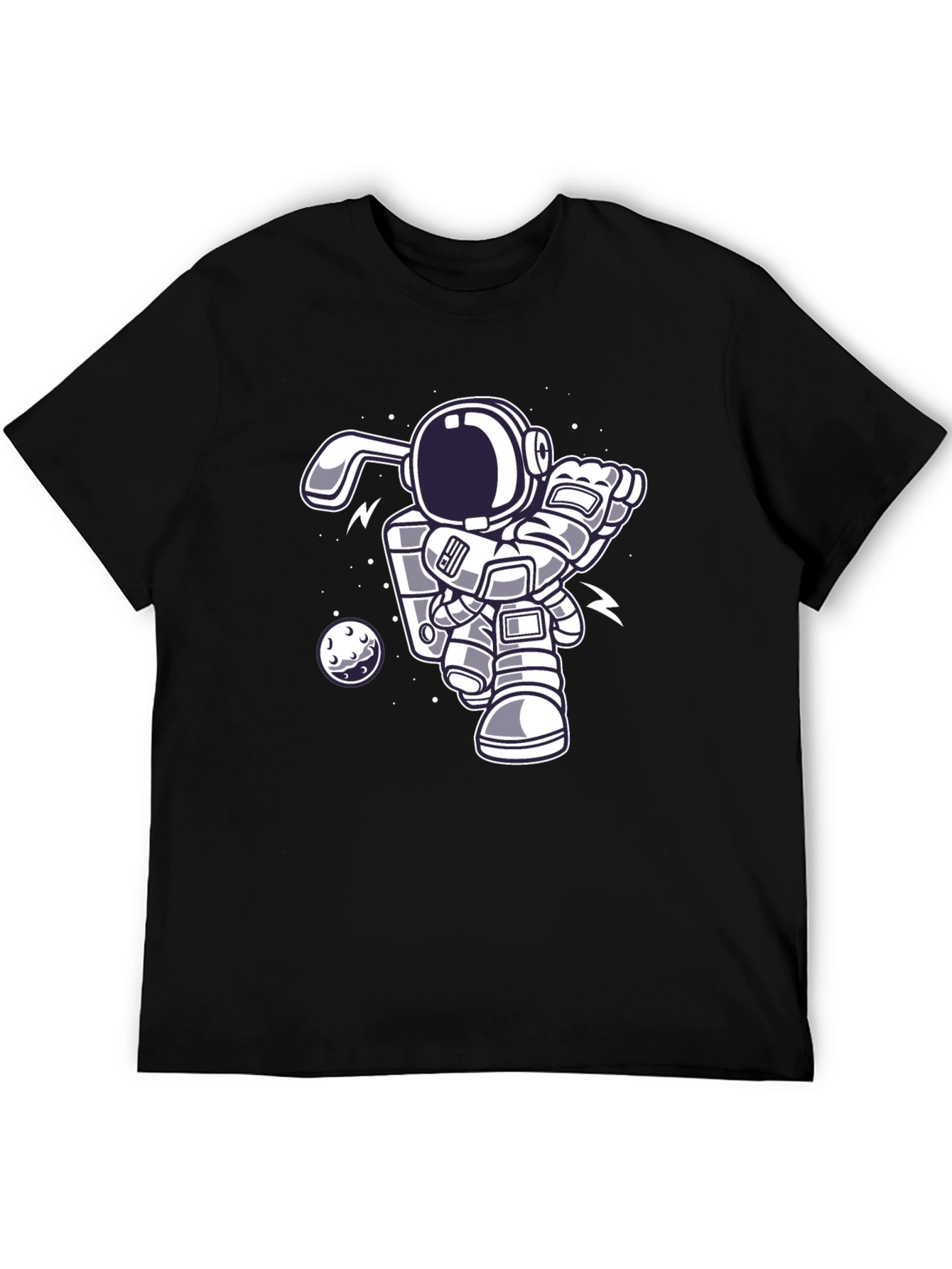 Astronaut Bunny Golfing Black Graphic Tee
