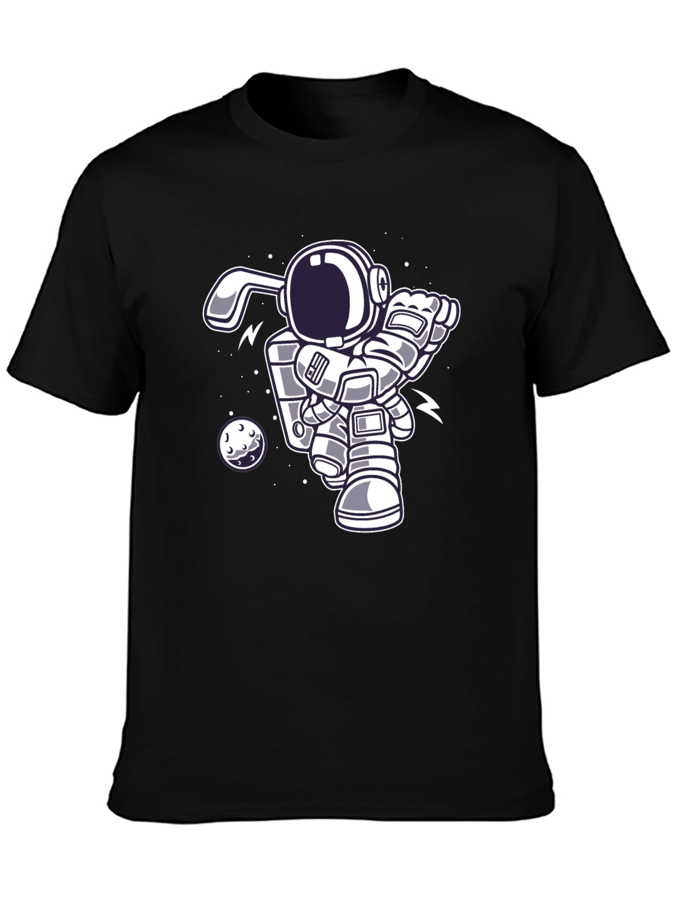 Astronaut Bunny Golfing Black Graphic Tee