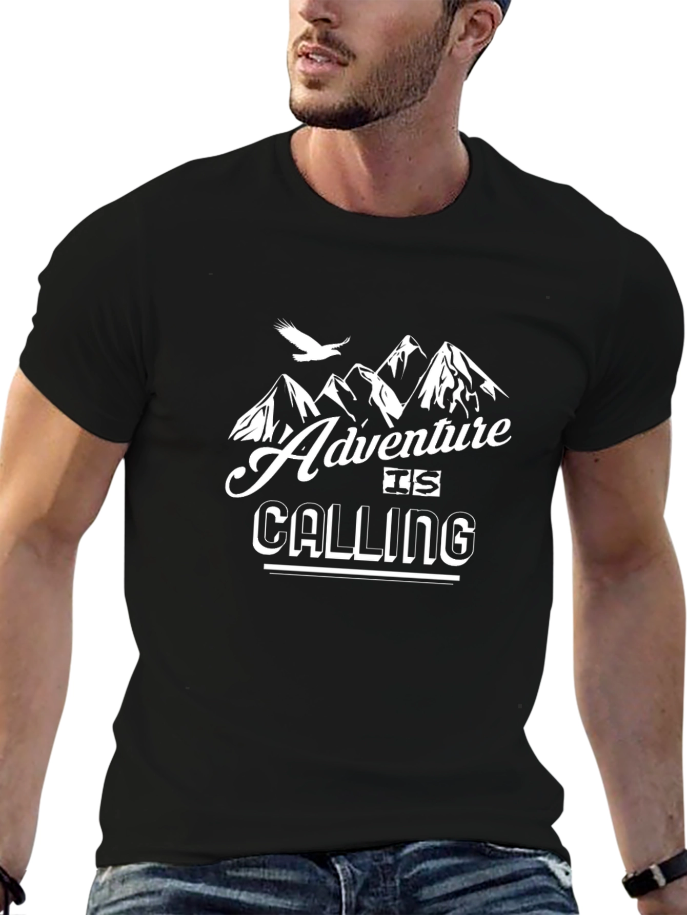 Adventure Calling Black T-Shirt - Mountain Graphic Tee