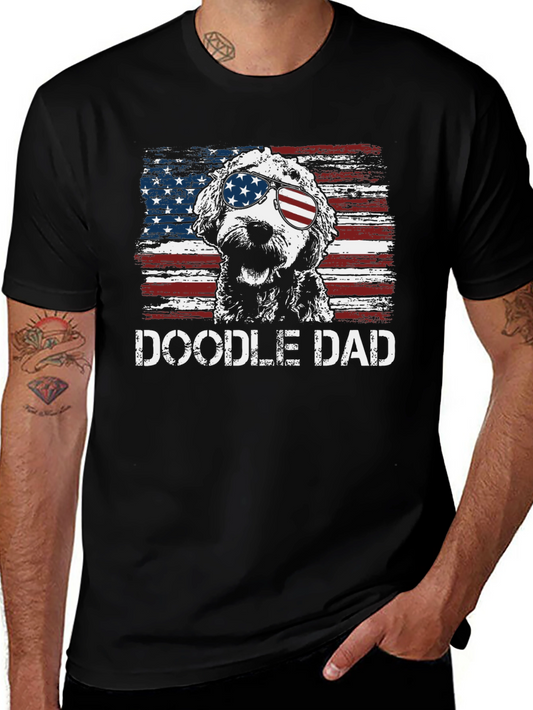 Doodle Dad American Flag Graphic T-Shirt