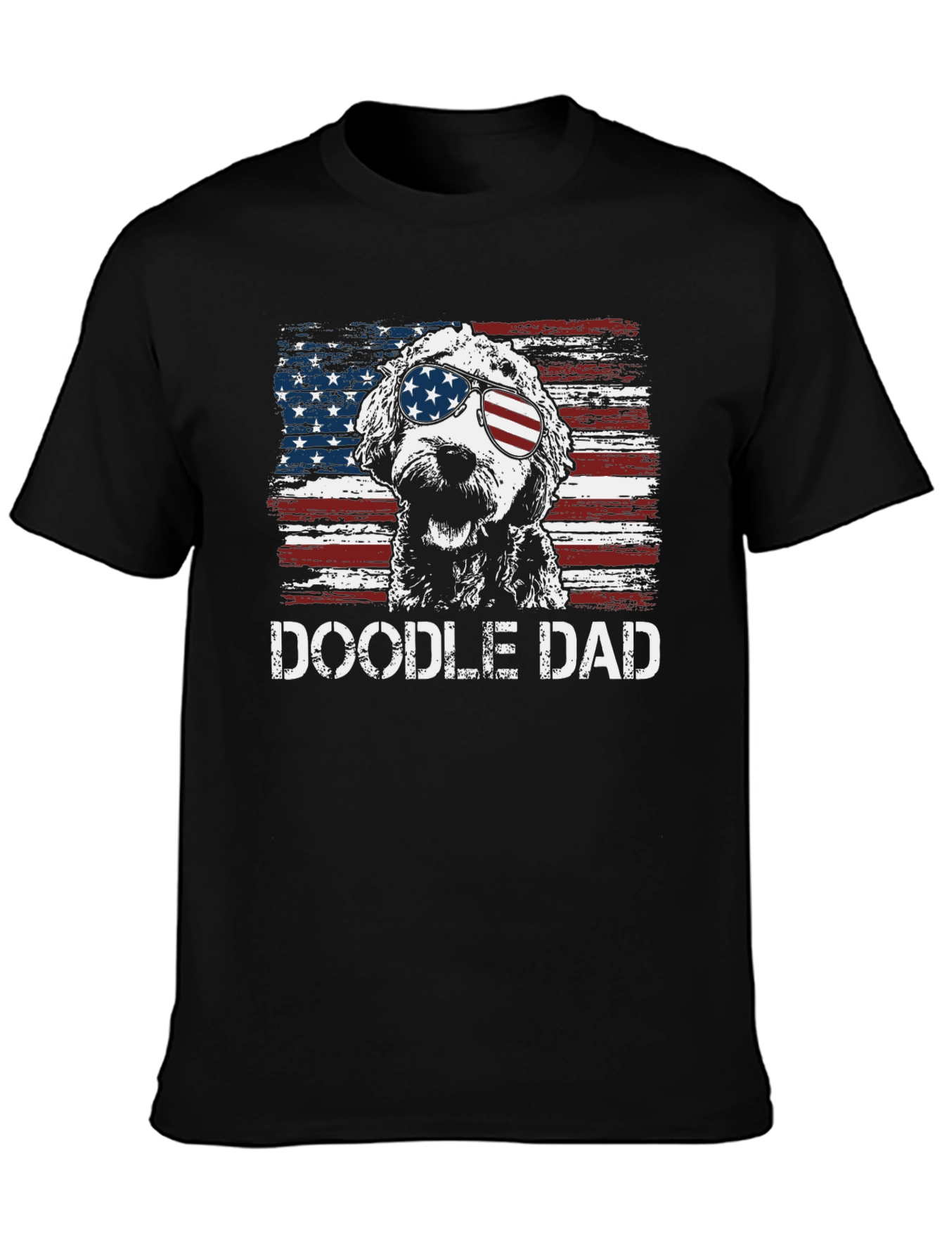 Doodle Dad American Flag Graphic T-Shirt