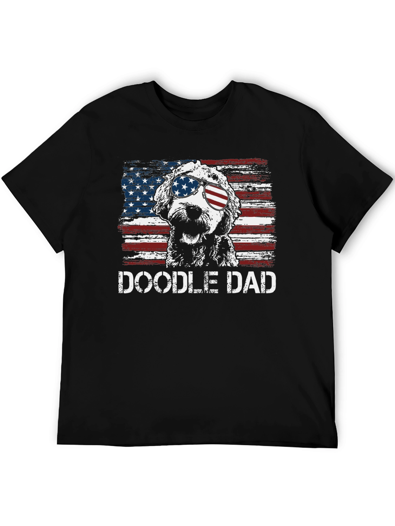 Doodle Dad American Flag Graphic T-Shirt