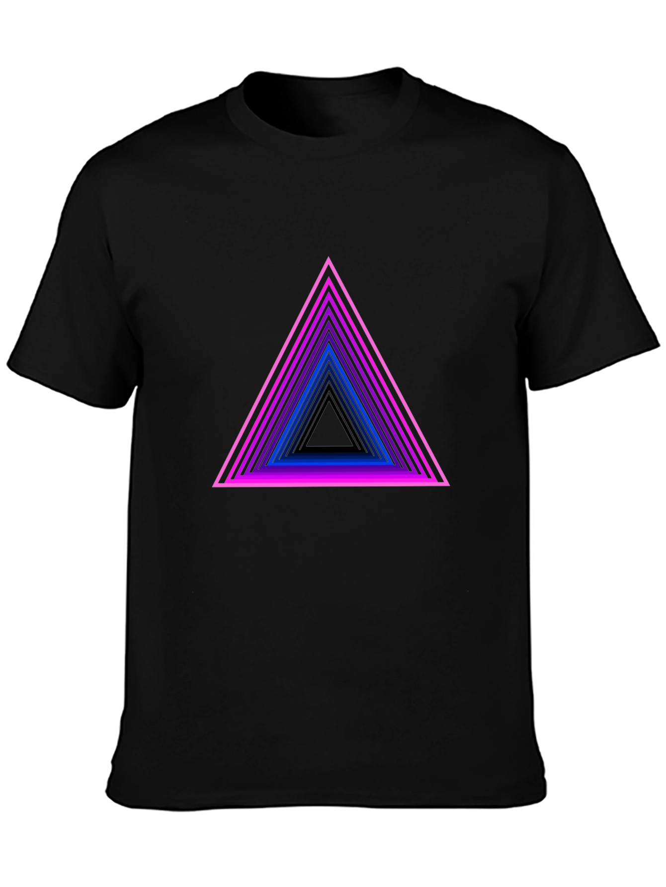 Retro Geometric Triangle Graphic Tee - Black
