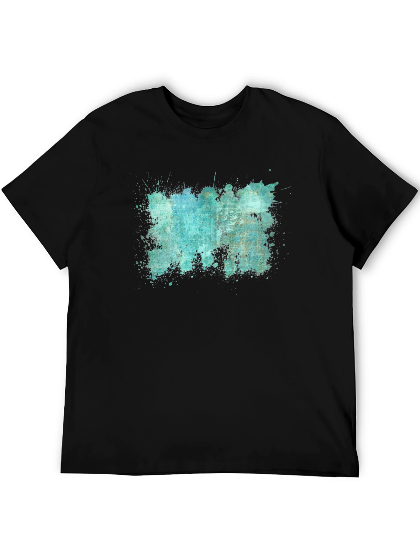 Abstract Splatter Print Black T-Shirt
