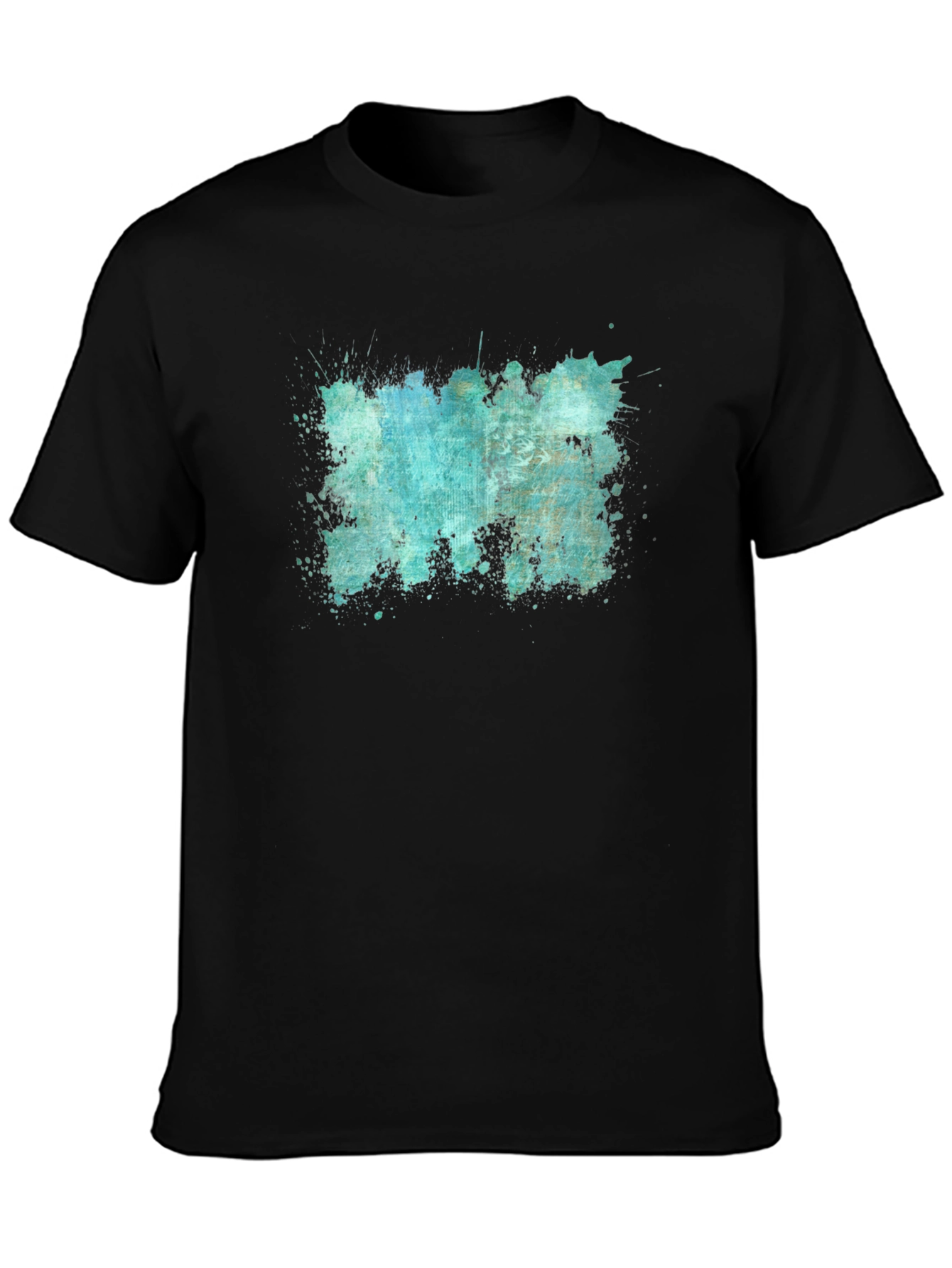 Abstract Splatter Print Black T-Shirt