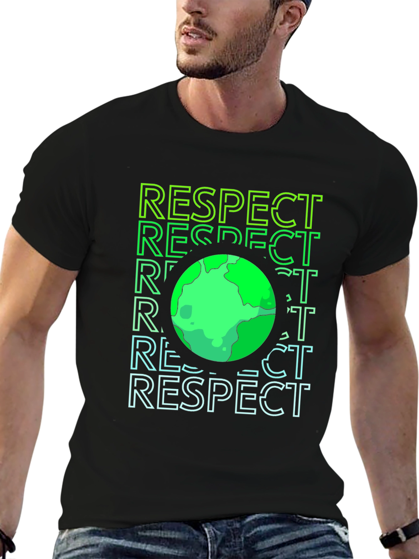 Respect Earth Graphic Print Black T-Shirt
