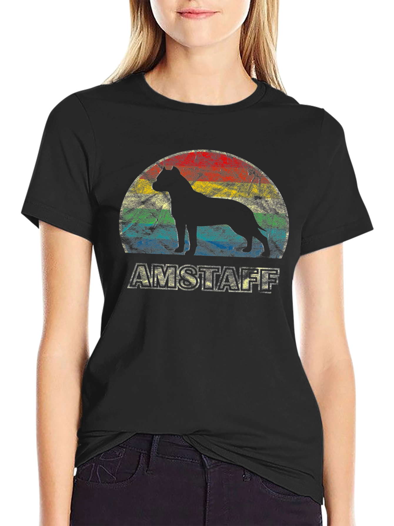 Amstaff Dog Silhouette T-Shirt