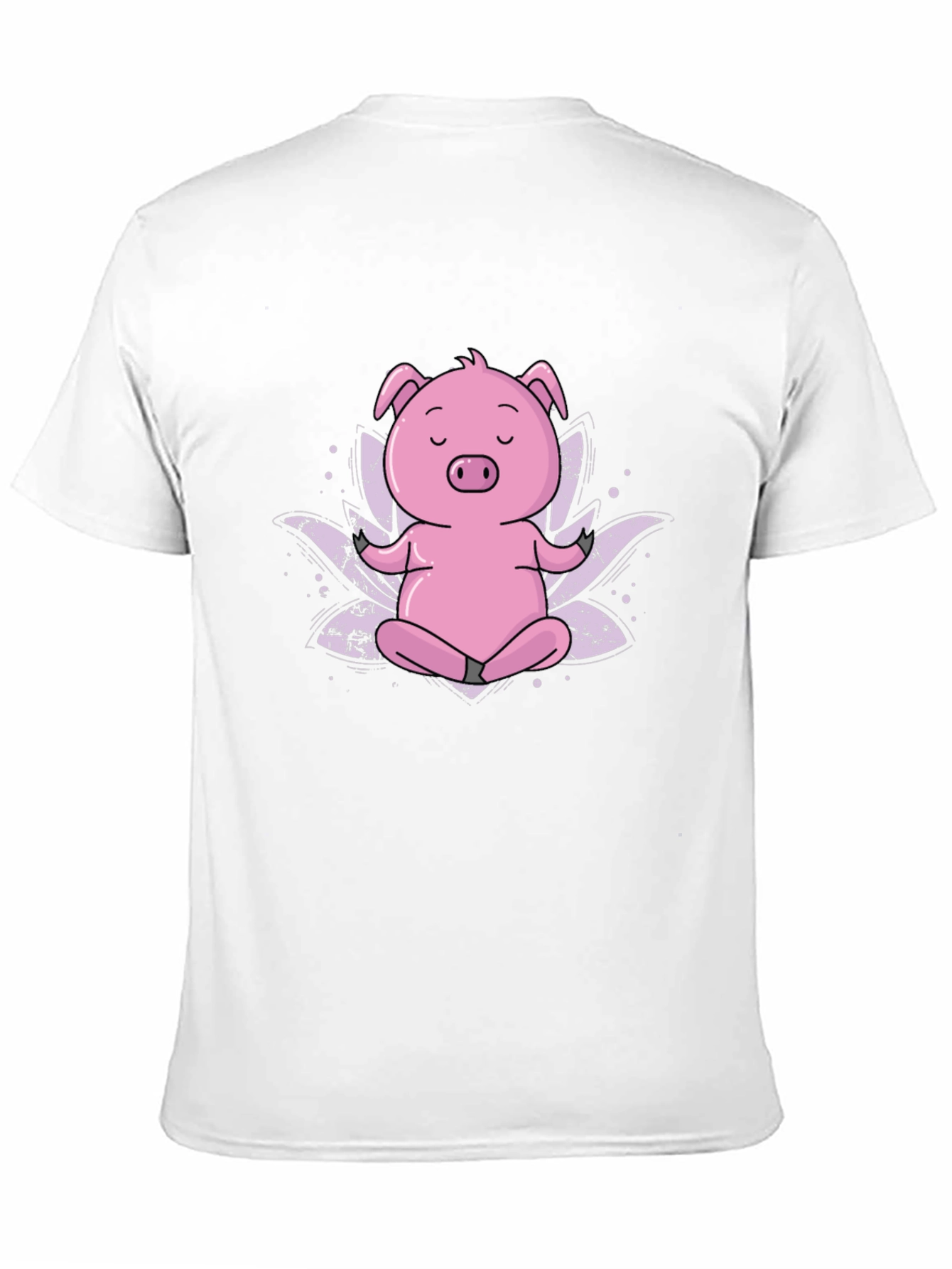 Zen Pig Black T-Shirt - Meditating Cartoon Animal