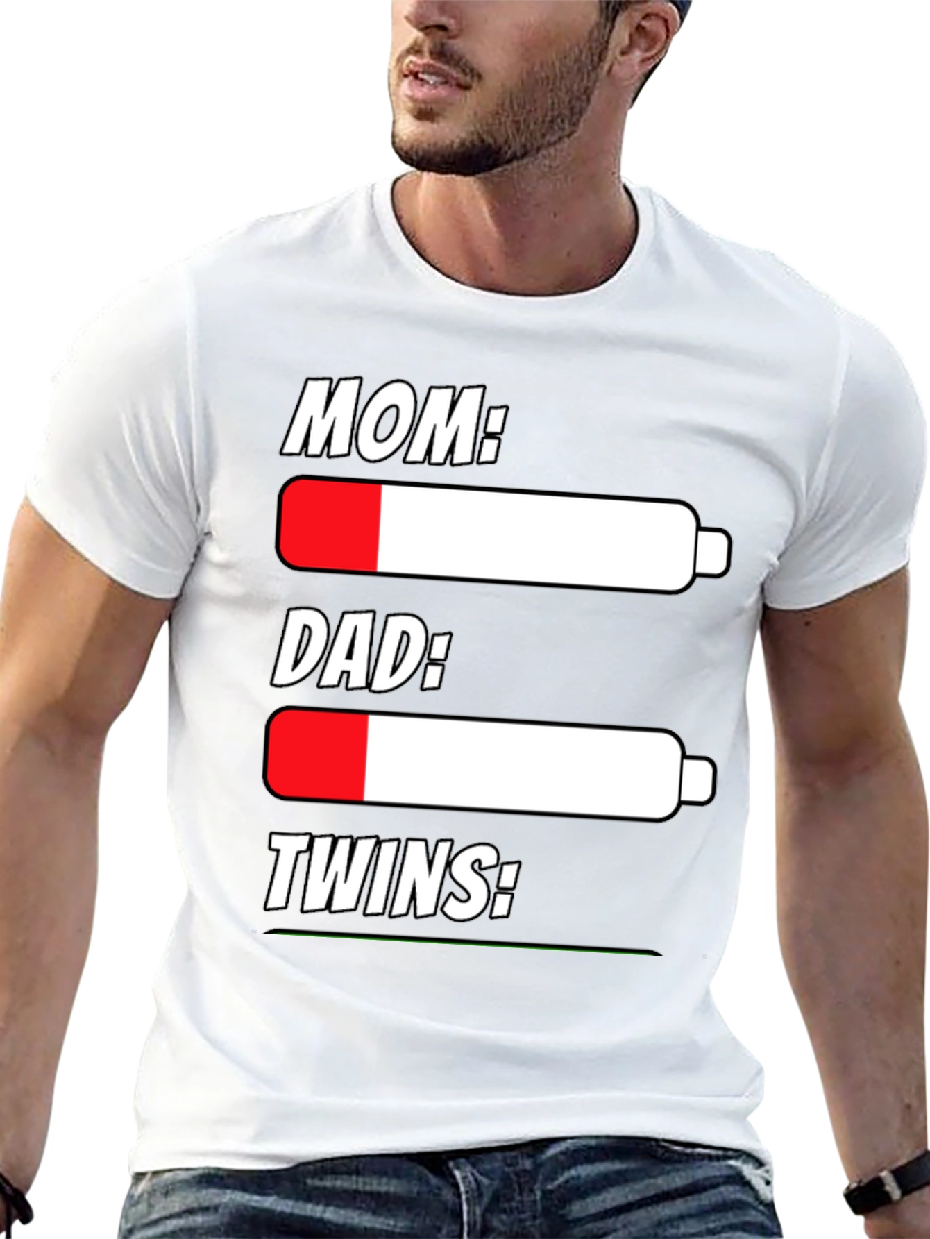 Funny Battery Life T-Shirt for Parents of Twins